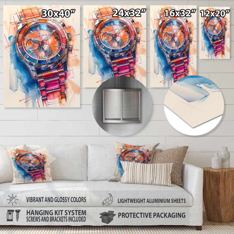 Schroeder - Décoration murale montres, Sans cadre, métal, H 34 po x l 44 po