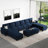 Shavera 7 - Piece Oversized 154.2'' Wide U Shaped L Shaped Velvet Sectional Sofa Living Room Couch Modular Sofa with Storage Ottomans-1027612626