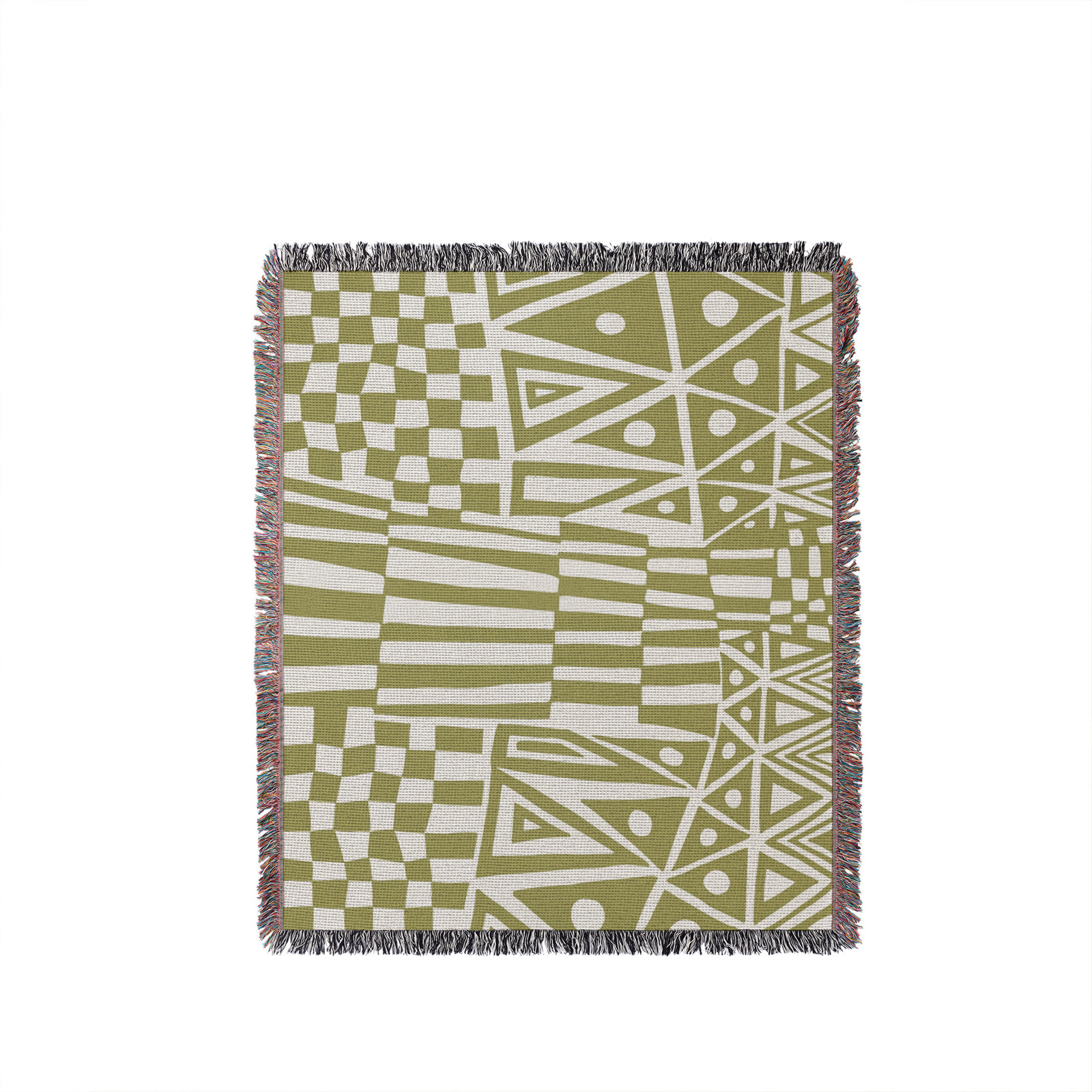 Cocodili Cotton Hand Woven Throw Blanket, 50" x 60" – Throw, Chartreuse