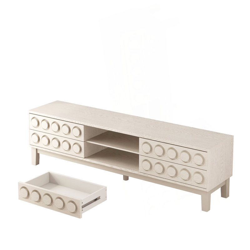 Modern Mid-Century Media Console With 4 Drawers And Cable Management, TV Console Table For Tvs Up To 75",Entertainment Center For Living Room And Office