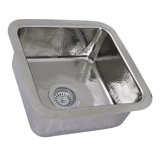 Brightwork Square Hammered Stainless 17" L x 17" W Bar Sink