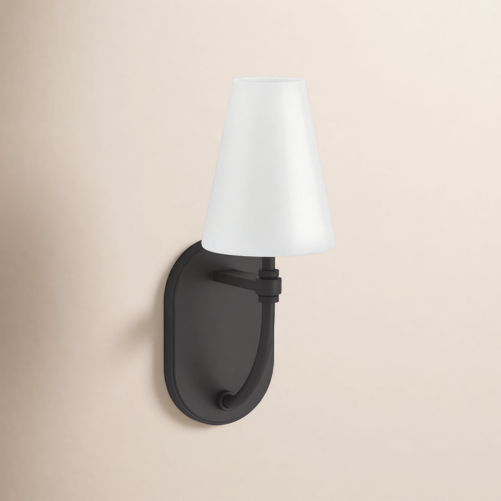 Kernen Single Light Armed Sconce, Matte Black