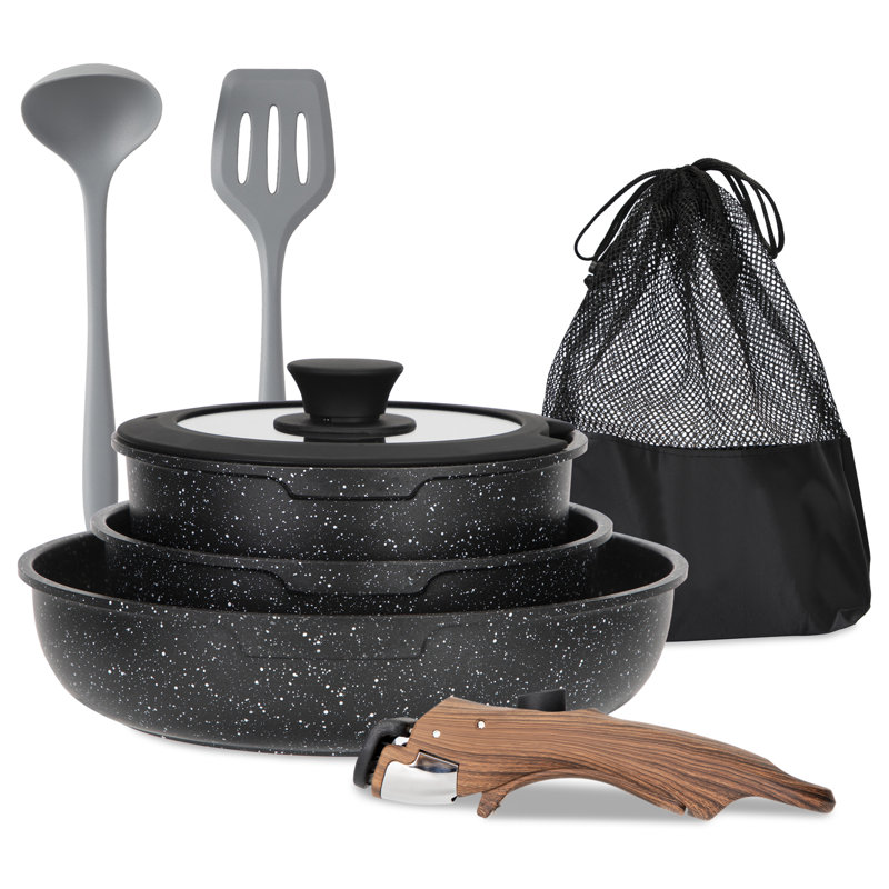 8 - Piece Non-Stick Aluminum Cookware Set, Black