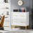 31.49-Inches Modern White & Gold 2-Drawer Lateral File Cabinet, Wood Filing Storage Cabinet For Letter/Legal/A4 Files, Printer Stand With Anti-Tilt & Safety Features For Home Office