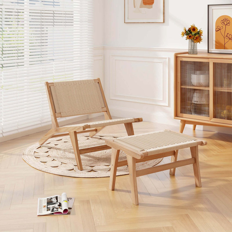 Chaise d'appoint Mid-Century moderne avec repose-pieds