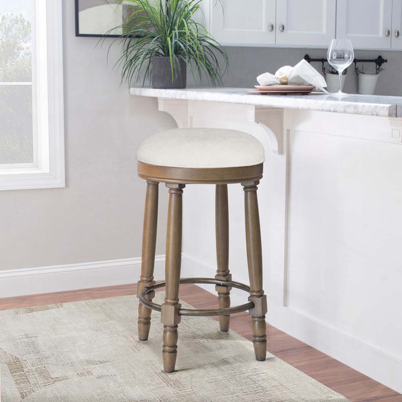 Tabouret de bar pivotant à 360 °, Beige, Chêne clair