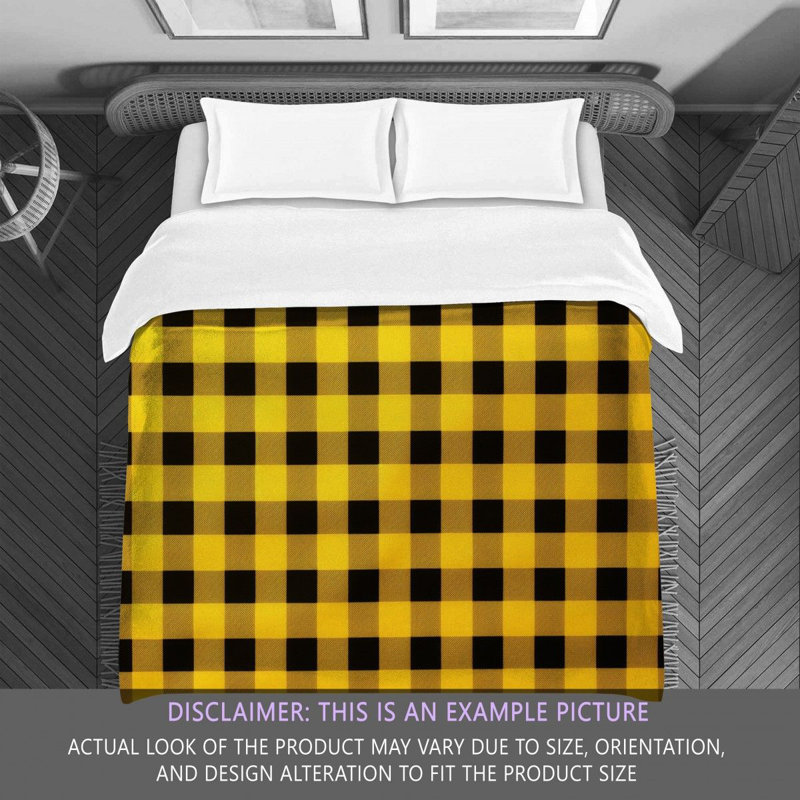 Gingham Comforter, Twin Comforter, Black/Yellow