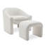 Ceard Upholstered Boucle Barrel Chair With Footstool-832134415