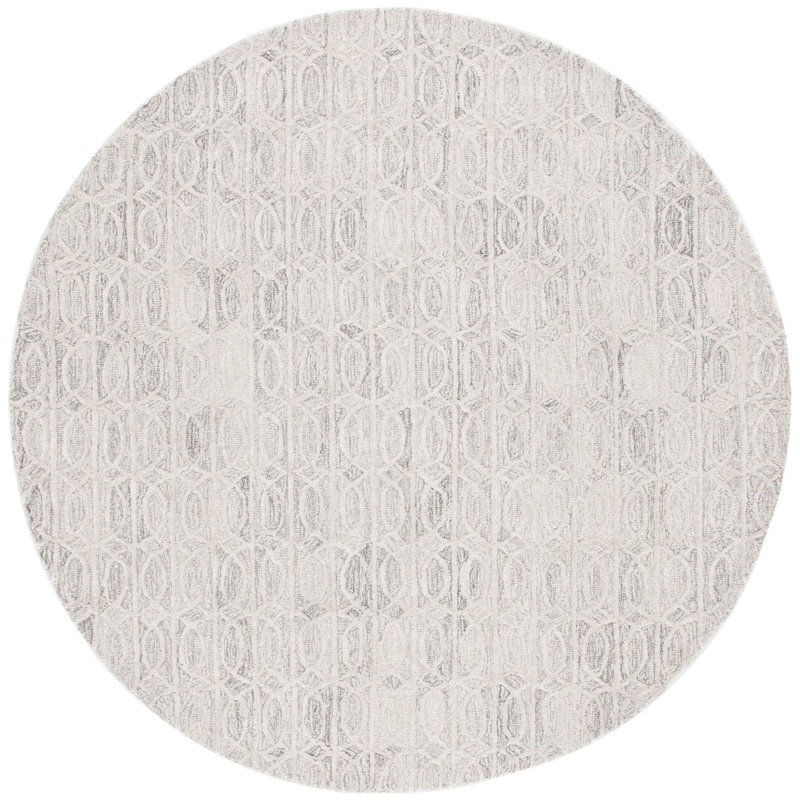 Ebony Hand Tufted Wool Viscose Cotton with Latex Geometric Rug in Light Brown/Ivory, Round 6'