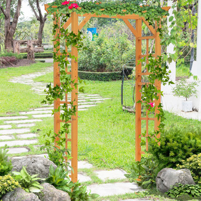 85" Wooden Garden In Orange, For Weddings And Gardens, Attractive Trellis Vines, Long-Term Outdoor Use Structure Climbing Enhance Your Appearance