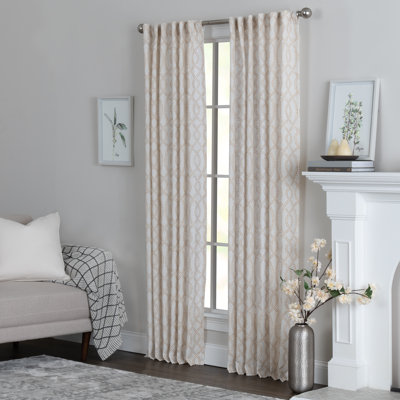 Wobna Polyester / Linen Light Filtering Geometric Leaf Print Curtian Panel with Rod Pocket Top 