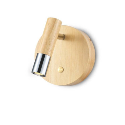 UltraBeam 3 Watt LED Adjustable Wooden Reading Light - Chrome Finish