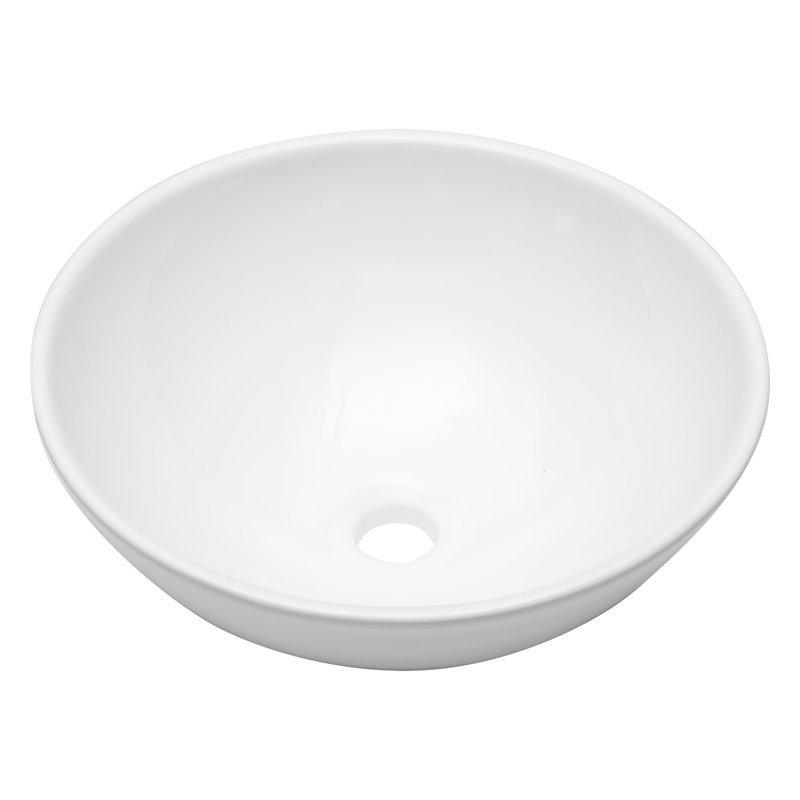 16" White Ceramic Circular Vessel Bathroom Sink