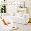 Canapé contemporain contemporain, canapé moderne sans os avec deux coussins décoratifs circulaires, tissu en polyester à poils longs texturé litchi doux pour la peau, canapé en mousse à carreaux-1158163330