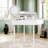 44" Corner Makeup Vanity, Space-Saving Dressing Table with Tri-Fold LED Mirror, Adjustable Lighting & PU Stool