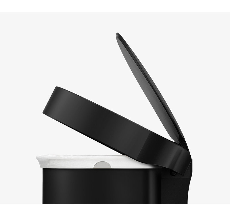 Simplehuman 45L Semi-Round Step Can with Liner Pocket, Brushed Stainless Steel, Matte Black Steel