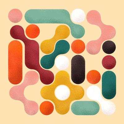 «Color Pops Mid Century Style» par Ania Wieclaw - impression sur toile tendue
