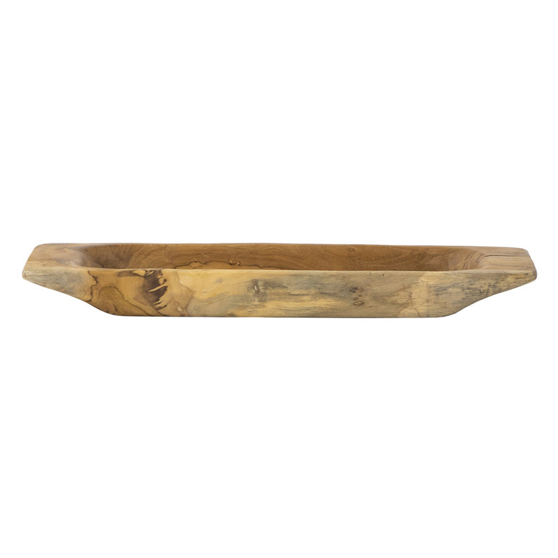 Plateau décoratif Mepo, bois de teck brun naturel de 19 pouces