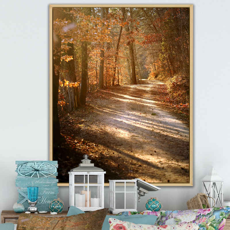 «Colorful Fall Leaves II», art mural traditionnel sur toile, H 44 po x l 34 po x P 1,5 po, Cadre flottant brun