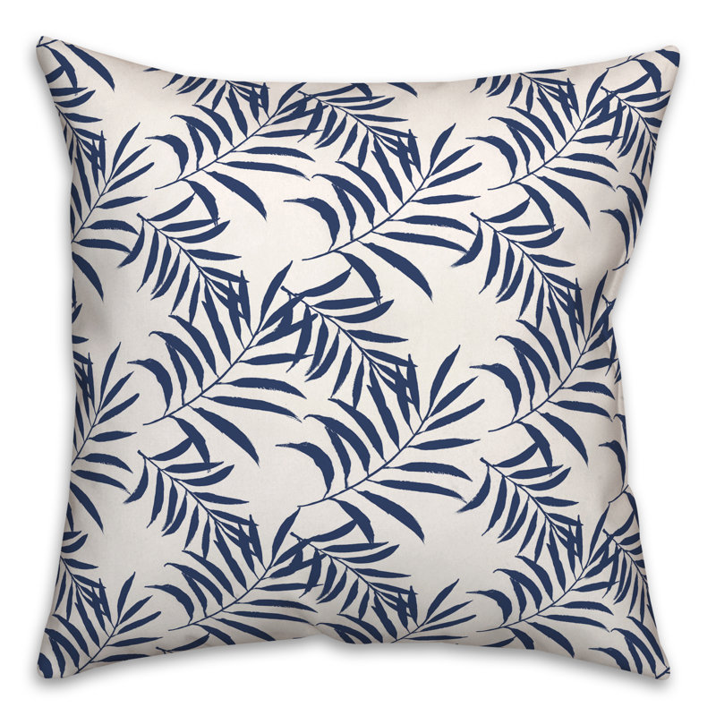 Green Palms Outdoor Throw Pillow, Navy, 18"H x 18"W