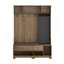 Arbre de couloir multi-usages avec banc d'entrée en lin rembourré amovible, portemanteau, tablettes de rangement et panneau perforé, pour les couloirs, le salon, le brun-602085049
