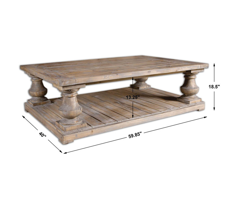 Stratford Gray and Brown Reclaimed Wood Rectangular Coffee Table