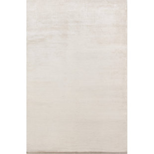 Tapis contemporain beige en laine unie moderne 6 pi x 9 pi