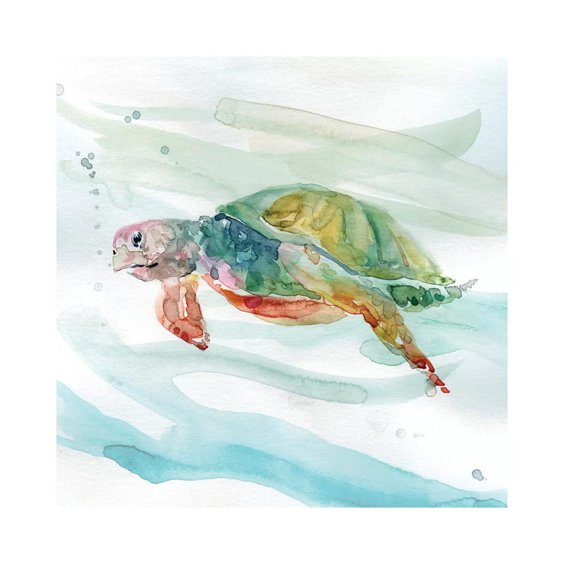 «Turtle Tropics II» par Carol Robinson - reproduction d'art, H 18 po x l 18 po x 1,5 po, Toile tendue, Non mat