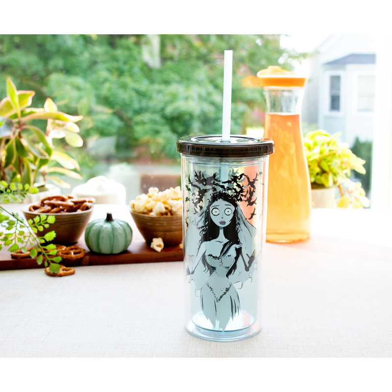 Tasse de carnaval 20 onces avec couvercle et paille Tim Burton