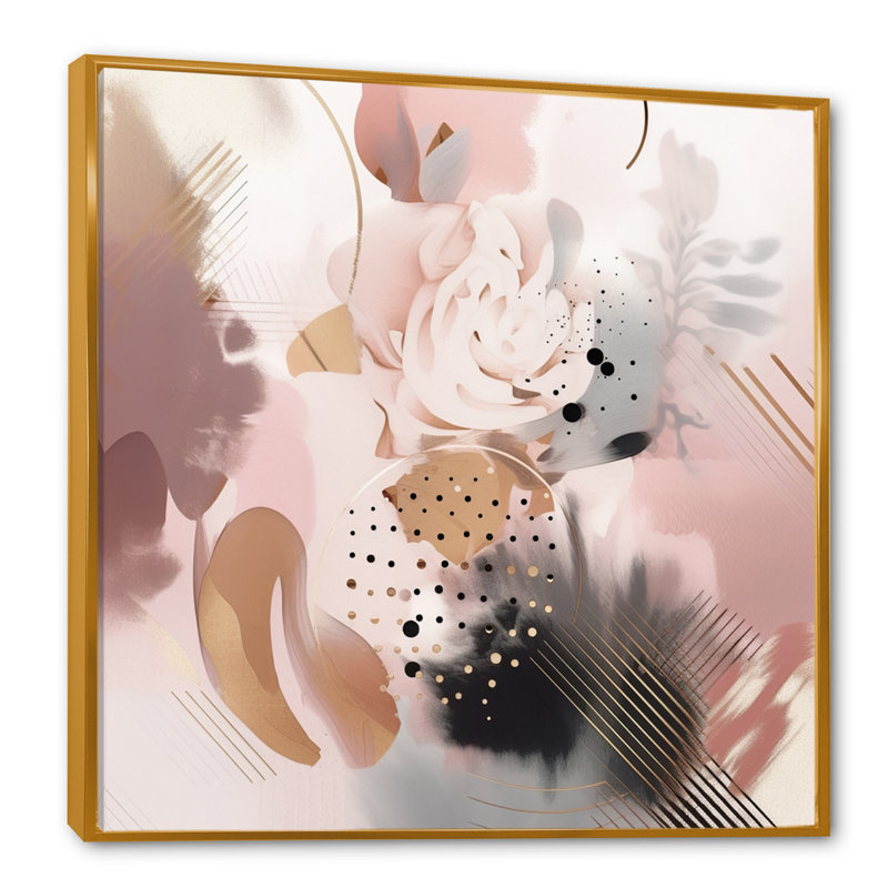 " Pink Rosegold Stripes Complexity III " Color Photography Print, 36" H x 36" W, Gold Floater Framed