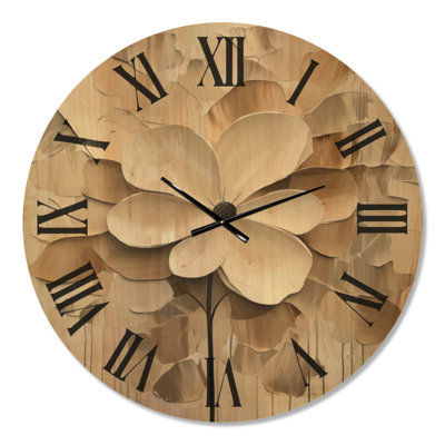 Soft Ivory Blossom - Cottage Round Wood Wall Clock