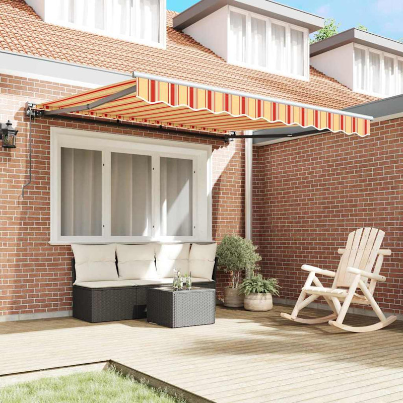 Retractable Awning, 350 cm W x 250 cm D, Yellow/Orange/Anthracite