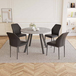 Siefert 35.4'' Round Dining Table Set, Kitchen Dining Table and 4 Dining Chairs