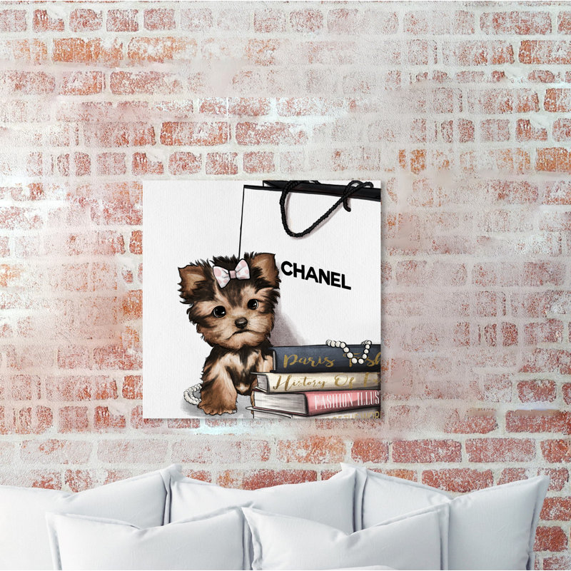 «Fashion Book Yorkie Glam Custom», impression, Toile tendue, H 16 po x l 16 po