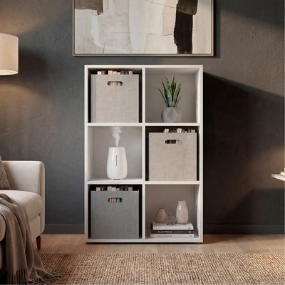 Gridley Apex 6-Cube Storage Organizer with 3 Fabric Bins