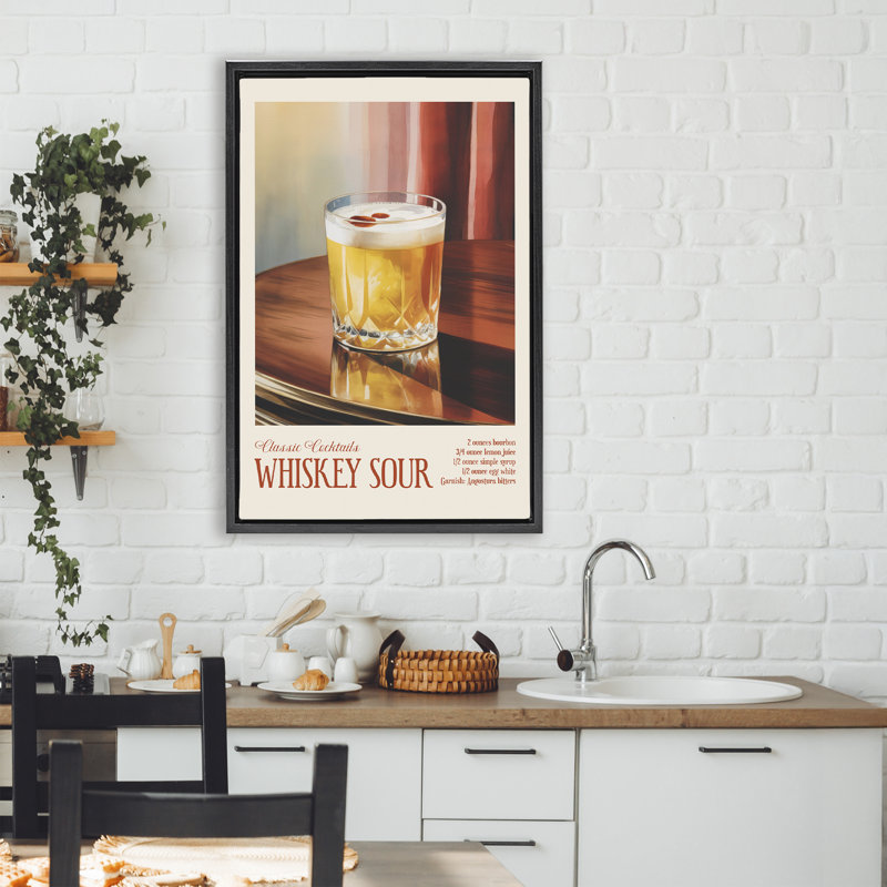 Cadre flottant Whiskey Sour sur table, design par Andreas Magnusson, H 31 po x l 21 po, Cadre flottant noir de jais