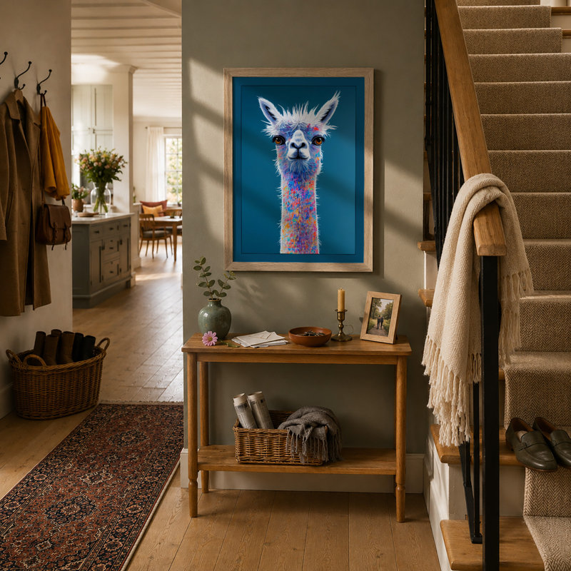 Painted Alpaca Whimsical - Print, A1 - 84.1 x 59.4 cm, Oak