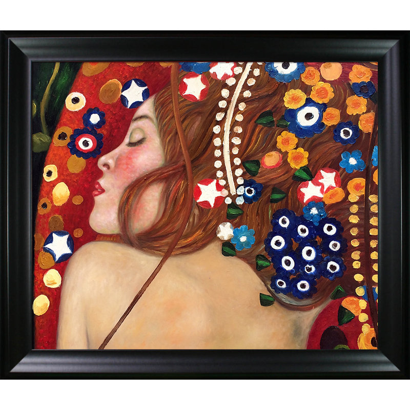 «Sea Serpents IV» par Gustav Klimt, peinture encadrée, H 25 po x l 29 po x P 2 po, Satin
