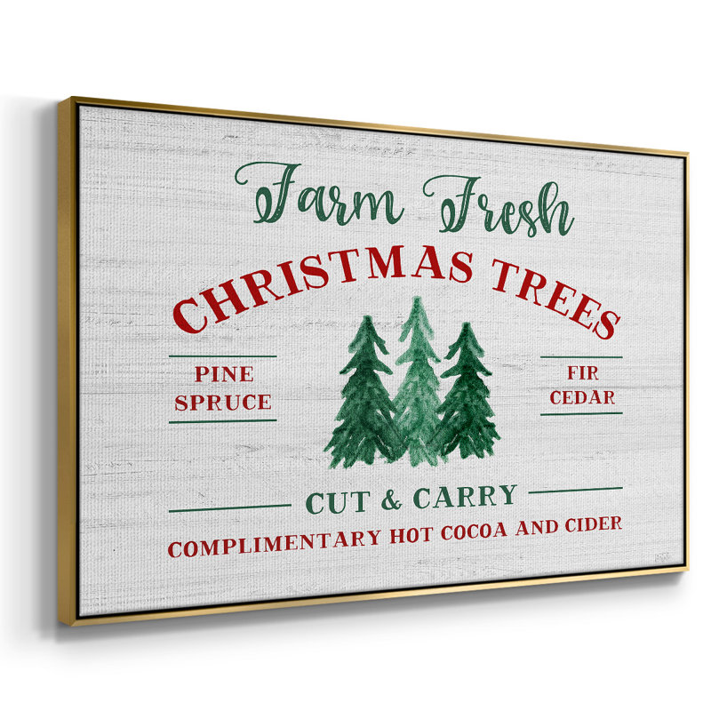 «Farm Fresh Christmas Trees», peinture sur toile encadrée, Encadrement doré, H 17 po x l 25 po x P 2 po