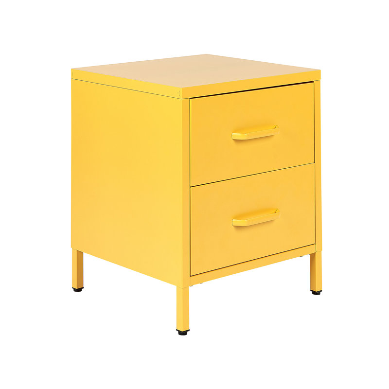 Kymarie 43cm W Steel Bedside Table, Yellow