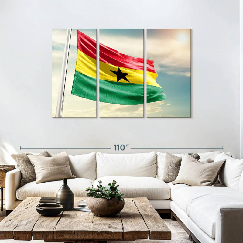 Borges Waving Ghana Flag, 48" H x 74" W