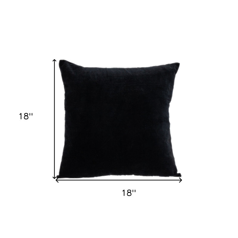 Coussin décoratif 18 po en velours noir, Noir