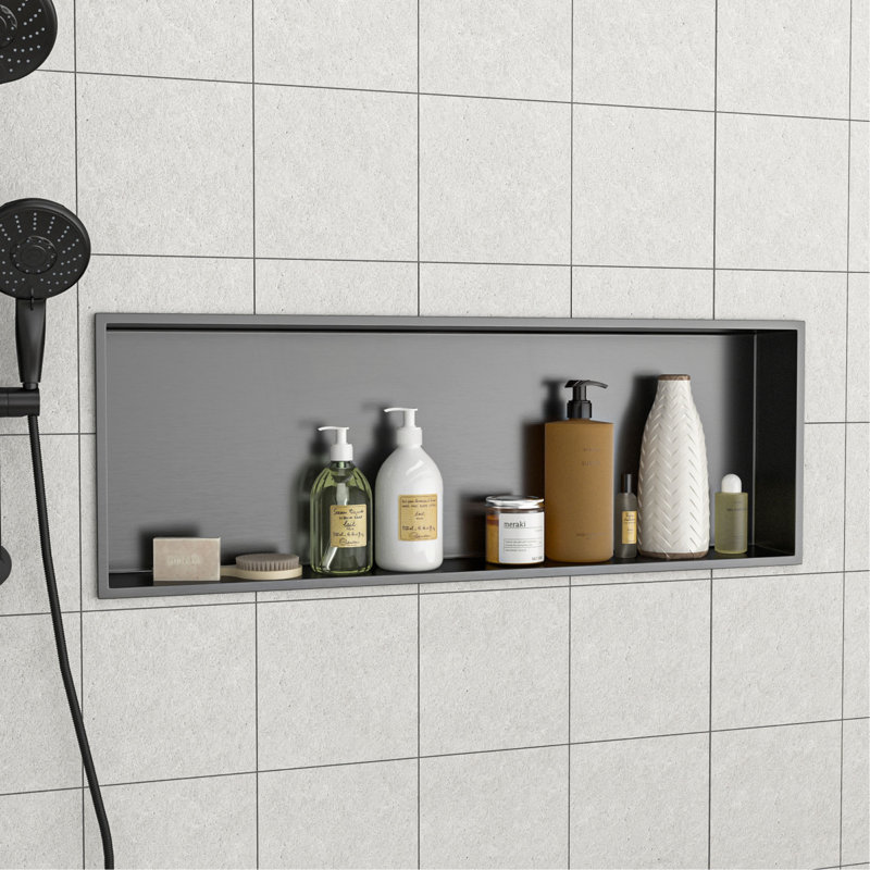 Niche de douche en acier inoxydable 37 po x 13 po, Bronze industriel-noir