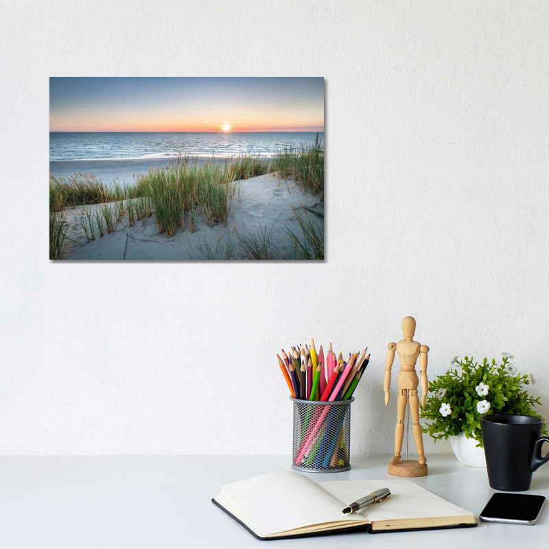 Sunset On The Dune Beach by Jan Becke - Wrapped Canvas Print, 20.32 cm H x 30.48 cm W