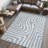 Jossa Abstract Two-Tone Low-Pile Machine-Washable Blue/Cream Rug-468594206