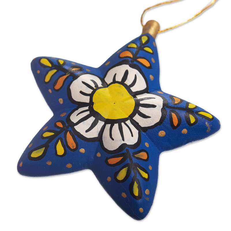 Ensemble d'ornements en céramique à motif de fleurs à la main Dakota Fields Ayacucho (ensemble de 6)