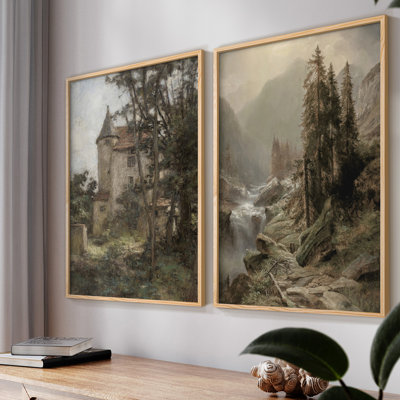 «Vintage Landscape XXXV», impression giclée sur cadre - ensemble de 2