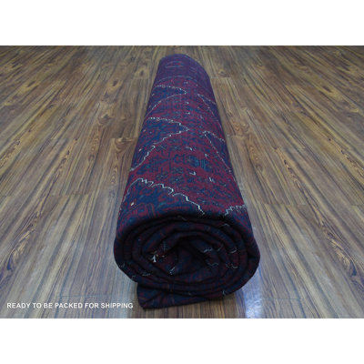 Tapis afghan Khamyab en laine doux et brillant noué à la main de 9 pi 8 po x 13 po rouge et satiné AF9ECF1F7EC94CC8BF6D799A7C37A0E5