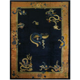 Antique Chinese Dragons and Bird Of Paradise Pattern Peking Rug