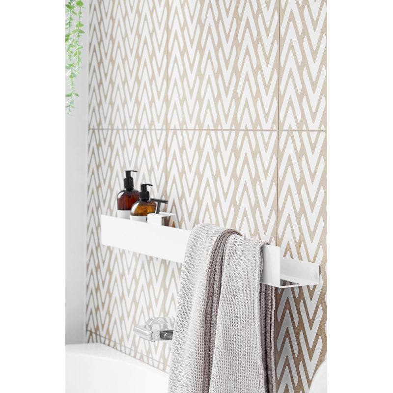 LAVANDA Metal Floating Shelf with Towel Bar, White